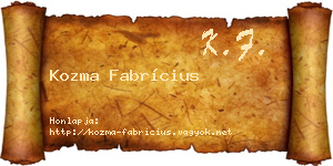 Kozma Fabrícius névjegykártya